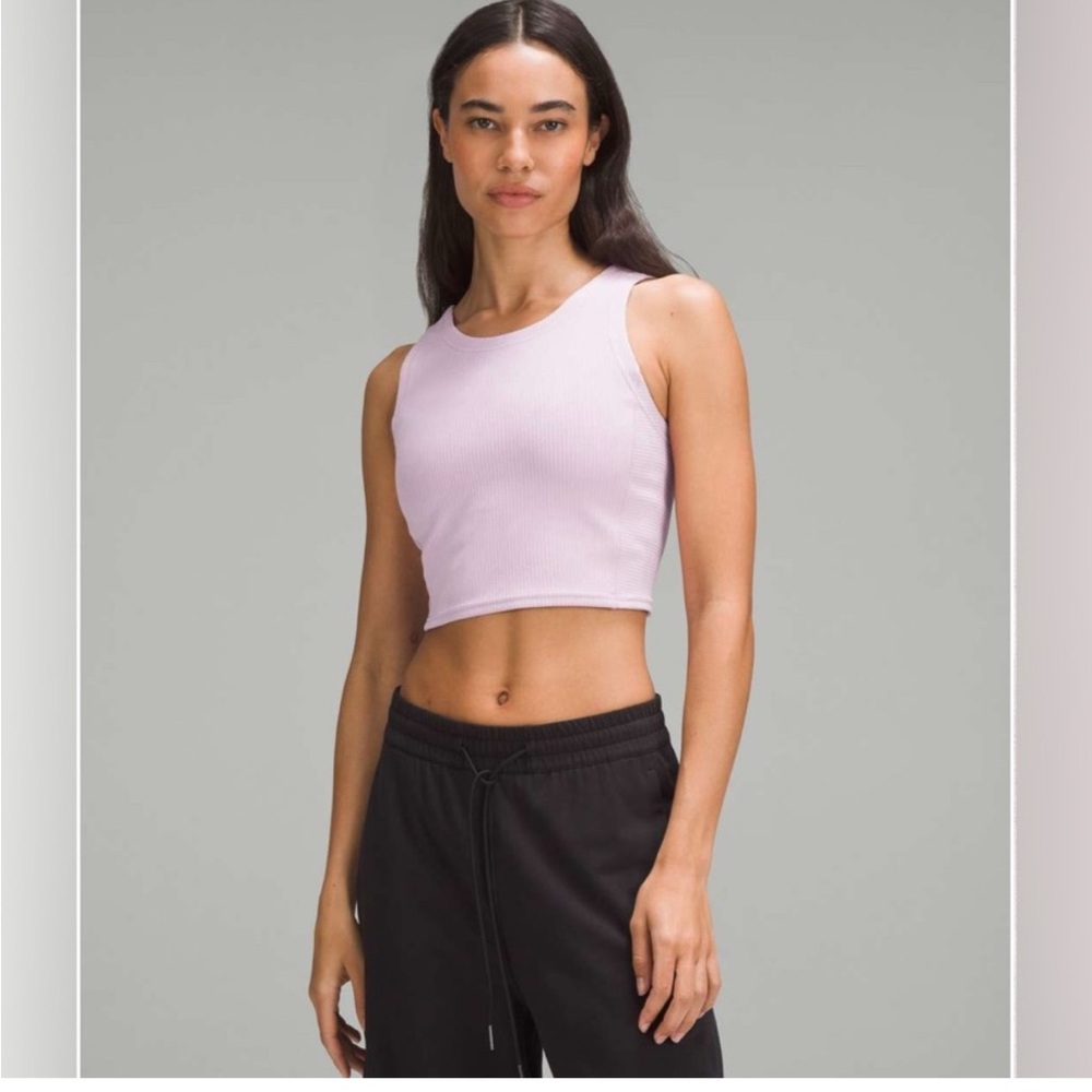 Lululemon Ribbed Softstreme Cropped Tank Top in Pink Peony Size 10